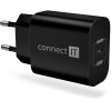 CONNECT IT Voyager2 nabíjací adaptér 1×USB-C, 25W PD, čierny