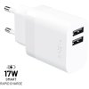 Sieťová nabíjačka FIXED s výstupom 2xUSB, 17W Smart Rapid Charge, biela