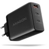 AXAGON ACU-DPQ100, sieťová nabíjačka GaN 100 W, 3x port (USB-A + dvojitý USB-C), PD3.0/PPS/QC4+/Apple