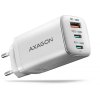 AXAGON ACU-DPQ65W, sieťová nabíjačka GaN 65 W, 3x port (USB-A + dvojitý USB-C), PD3.0/QC4+/PPS/Apple