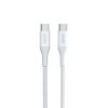 Opletený kábel PD 2 m z USB-C na USB-C - biely