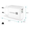 Nabíjací adaptér CONNECT IT DUPLEX 1xLightning + 1×USB-C, 20W, kábel 27W, BIELY