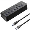 PremiumCord USB 3.2 Superspeed HUB 7-portový s prepínačmi portov