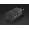 Inteligentná sieťová nabíjačka ALIGATOR GaN, Power Delivery 65 W, 2xUSB-C, 1xUSB-A, čierna