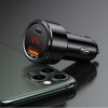 Baseus Magic USB-C PD, USB-A 45W nabíjačka do auta s displejom čierna