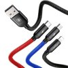 Baseus 3v1 USB/microUSB, Lightning, USB-C 1,2 m 3,5 A dátový kábel čierny