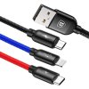 Baseus 3v1 USB/microUSB, Lightning, USB-C 1,2 m 3,5 A dátový kábel čierny