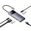 Dokovacia stanica Baseus Metal Gleam 2 Series 6v1 (2xUSB 3.0, USB-C, USB-C PD, HDMI, RJ45) sivá