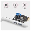 AXAGON PCEU-232RS, radič PCIe, 2+2x port USB 5Gb/s, napájanie SATA, SP a LP