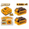Ingco FBCPK1424E Sada nabíjačka + 2ks batérie 4,0A pre 20V Li-ion batériu