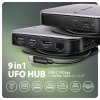 AXAGON HMC-UFO, rozbočovač USB 10 Gb/s, 2x USB-A, USB-C, HDMI 4k/60, RJ-45, slot M.2, SD/mSD, audio, PD