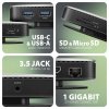 AXAGON HMC-UFO, rozbočovač USB 10 Gb/s, 2x USB-A, USB-C, HDMI 4k/60, RJ-45, slot M.2, SD/mSD, audio, PD