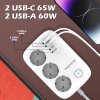 Predlžovací napájací kábel ColorWay/ 3x Schuko/ 2x USB-A 60W/ 2x USB-C 65W/ 2 m kábel
