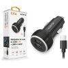 Nabíjačka do auta ALIGATOR s káblom USB-C a výstupom 2xUSB 2,4 A, čierna