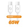 Dátový kábel ALIGATOR POWER 65W, USB-C/USB-C 3A, 2,5 m biely