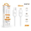 Dátový kábel ALIGATOR POWER 30W, USB-C/Lightning 3A, 0,5 m biely