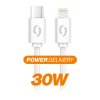 Dátový kábel ALIGATOR POWER 30W, USB-C/Lightning 3A, 0,5 m biely