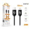 Dátový kábel ALIGATOR POWER 30W, USB-C/Lightning 3A, 0,5 m čierny