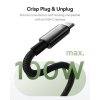 Baseus Tungsten USB/USB-C magnetický nabíjací kábel 1m 100W čierny