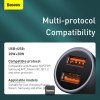 Baseus Golden Contactor Pro nabíjačka do auta s káblom USB-C 1m 40W 2x USB sivá