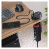 Predlžovací kábel Emos 1,5 m /3 zásuvky/vypínač/prípojka na stôl/USB/čierna/PVC/1,5 mm2