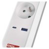 Predlžovací kábel Emos 2 m / 3 zásuvky / s vypínačom / bielo-sivý / 1×USB-A + 1×USB-C / 1,5 mm2