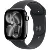 Hliníkové puzdro Apple Watch Series 11 GPS 42 mm Jet Black s čiernym športovým remienkom - M/L