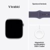 Apple Watch Series 11 GPS 46mm strieborné hliníkové puzdro s fialovým športovým remienkom - S/M