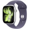 Apple Watch Series 11 GPS 46mm strieborné hliníkové puzdro s fialovým športovým remienkom - S/M