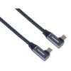 PremiumCord USB-C 2x zahnutý kábel ( USB 3.2 GEN 2x2, 5A, 100W, 20Gbit/s ) bavlnené opletenie, 2 m