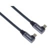 PremiumCord USB-C 2x zahnutý kábel ( USB 3.2 GEN 2x2, 5A, 100W, 20Gbit/s ) bavlnené opletenie, 3 m