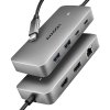 AXAGON HMC-CUB83X2, USB 10Gbps hub, 2x USB-A, USB-C, HDMI & DP 4k/144Hz, RJ-45 GLAN, PD 100W, kabel USB-C 15cm