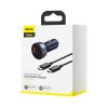 Baseus Particular Digital Display Duálny adaptér do auta USB-A QC + USB-C 65W, okrová