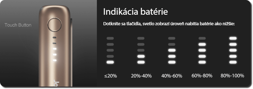 Zobrazenie LED signalizácie pri elektronickej cigarete Joyetech eRoll Slim - PCC nabíjacie púzdro