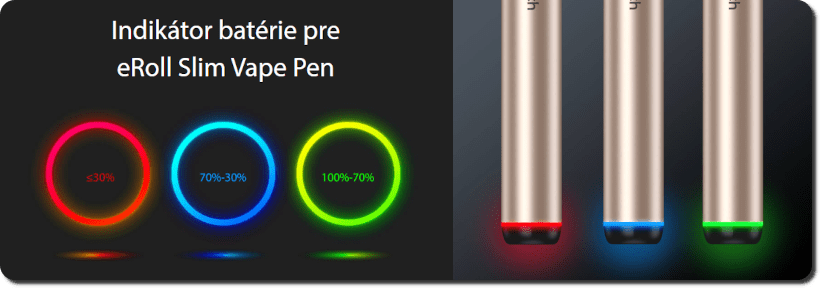 Zobrazenie LED signalizácie pri elektronickej cigarete Joyetech eRoll Slim Pen
