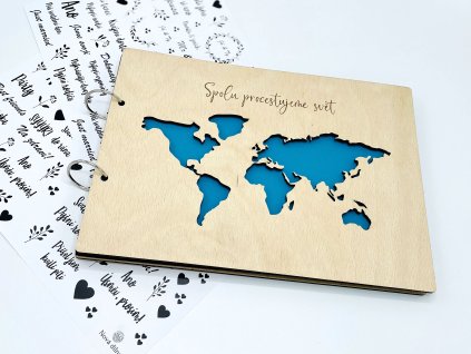 Drevený album Mapa s vlastným nápisom