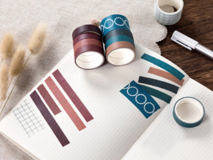 1121 sada 10 washi pasek pastelove modrohnede