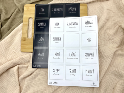 samolepky na sklenice semínka