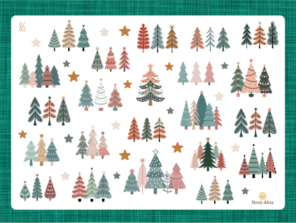 Vánoční boho stromečky samolepky