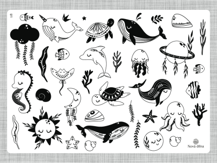 Mořský svět doodle samolepky