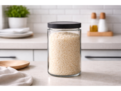 Velká sklenice s černým víkem