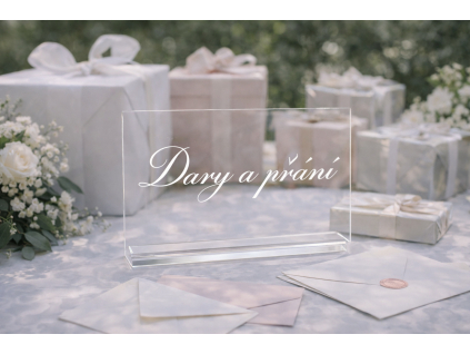 elegantní cedulka dary a přání