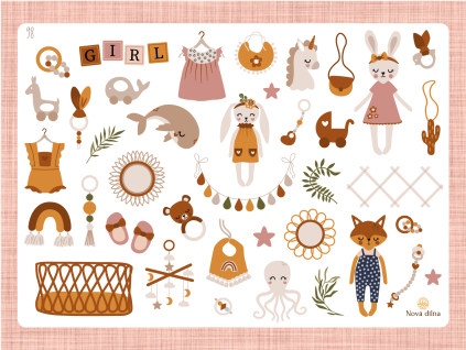 98. Samolepky pro miminko holčičku boho