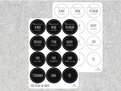 Etikety přísady na vaření