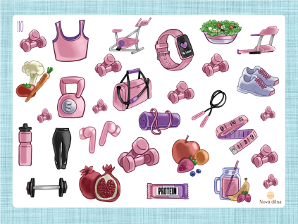 110 samolepky fitness iris