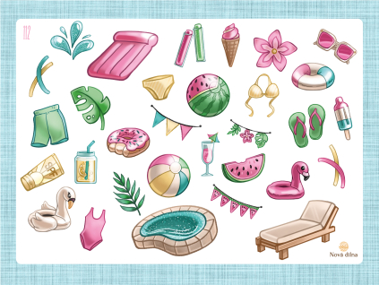 112 Samolepky párty u bazénu