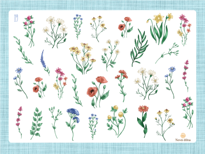 119 Samolepky luční kvítí iris