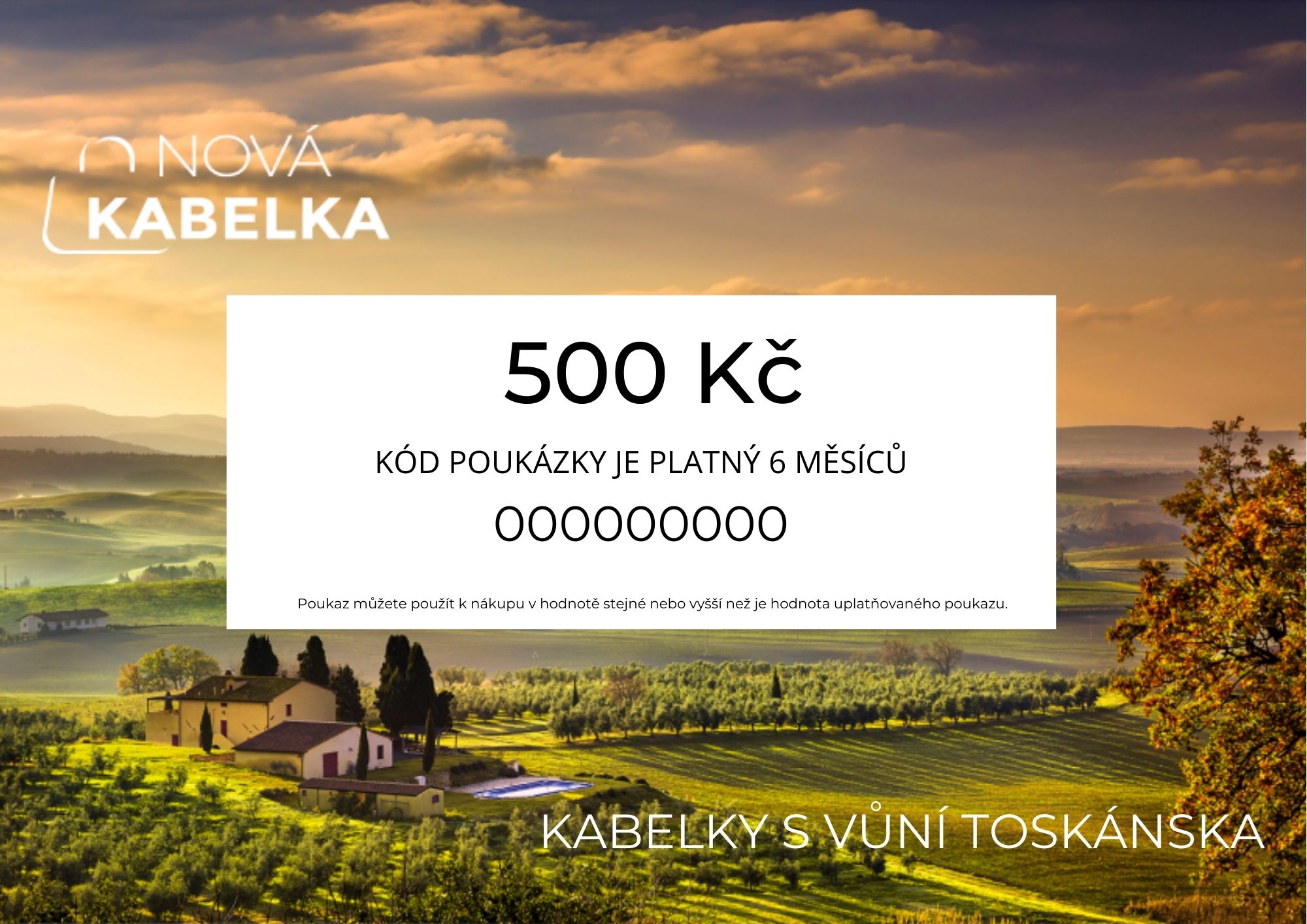 NovaKabelka.cz Dárková poukázka v hodnotě 500 Kč