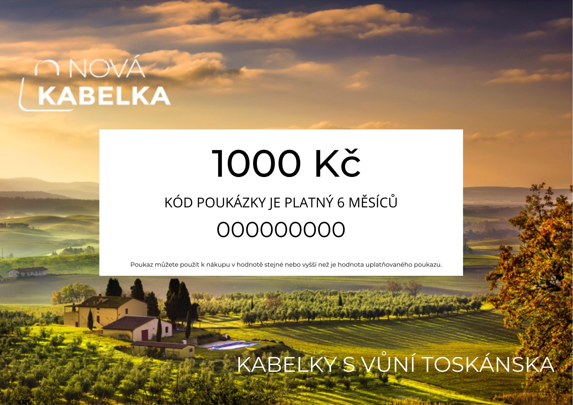 NovaKabelka.cz Dárková poukázka v hodnotě 1000 Kč