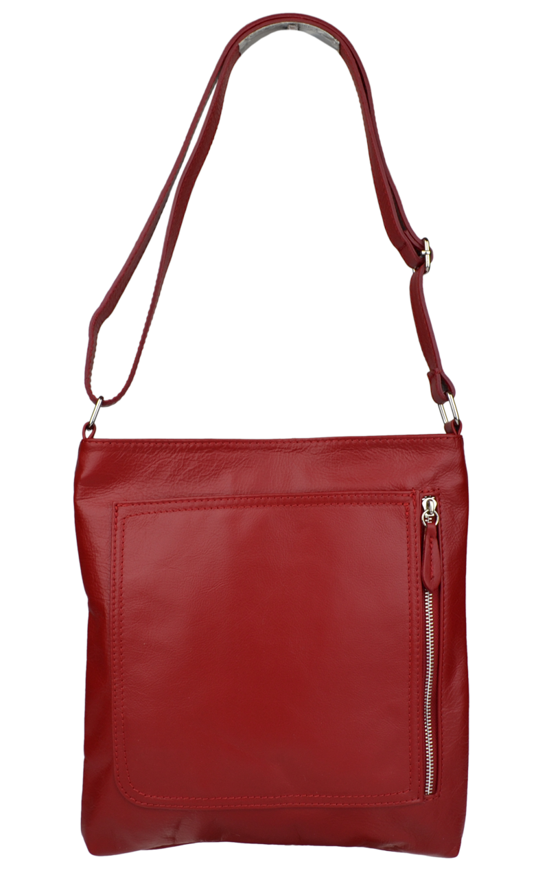 Červené kožené kabelky crossbody Flora Rossa